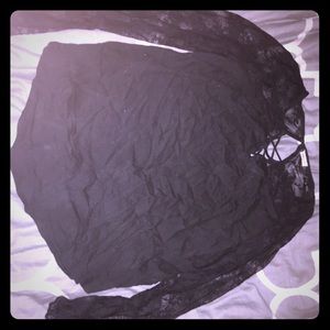 Lace sleeve cross shirt